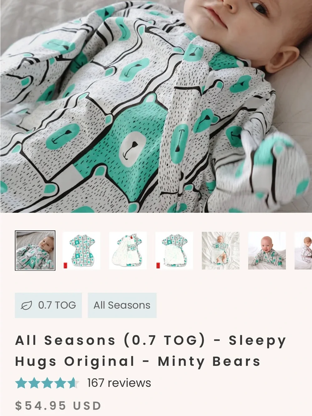 All Seasons Minty Bears Kids Sleep Sack Bundle